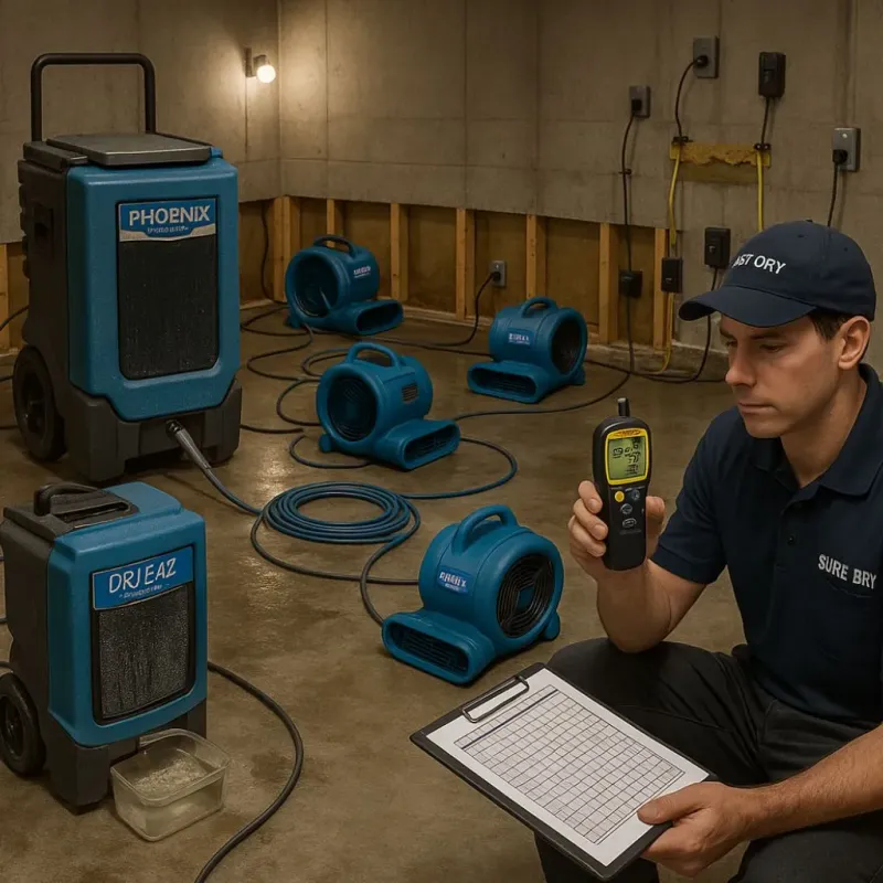 Structural Drying and Dehumidification process in Osseo, WI